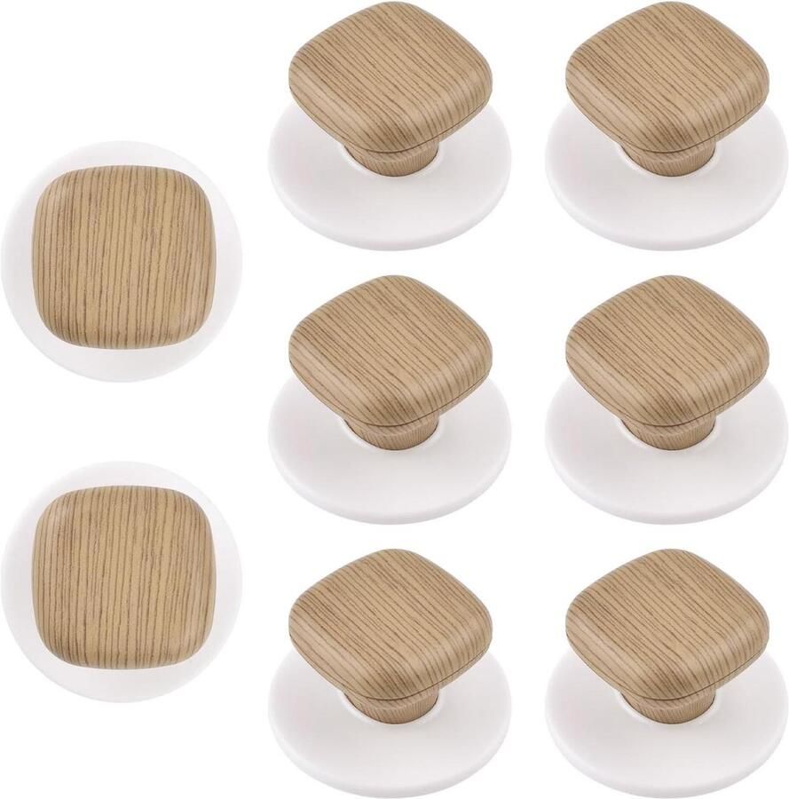 Allecto Premium Houtnerf Zelfklevende Lade Handgreep 8 stuks Kunststof Ronde Vierkante Zelfklevende Handgreep Kastknoppen Hulp bij Openen Kasten en Lades