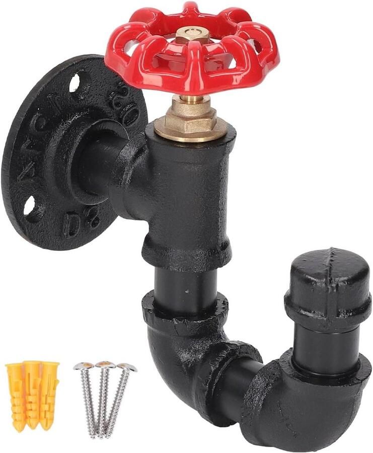 Allecto Premium Industriële Kapstok Rack Heavy Duty met Handdoekhouder Hanger Rustiek Design Wandgemonteerde Kledingrek voor Thuis en Kantoor