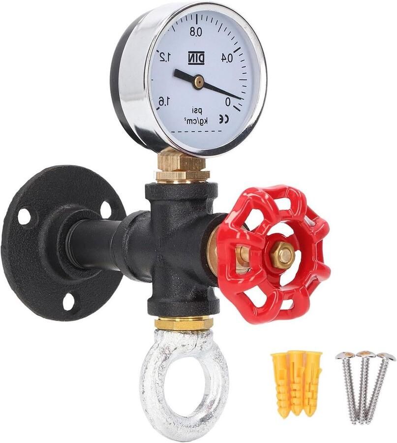 Allecto Premium Industriële Pijp Kapstok Rack voor Thuis en Kantoor met Handwiel Rustiek Design Heavy Duty Wandgemonteerd Inclusief Hardware