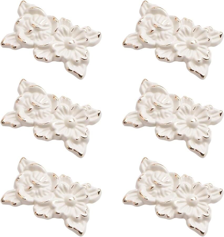 Allecto Premium Kabinetsknoppen Europese stijl 6 stuks vintage keuken zinklegering bloemlade trekgreep 6 stuks ivoorwitte dressoirgrepen 217 inch voor dressoirkast kledingkast