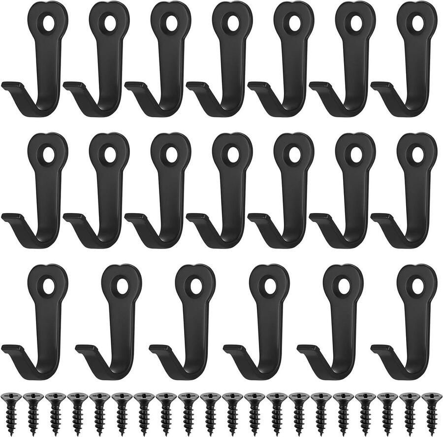 JGS Premium Wandhaken Set van 20 Zwart Metaal Rustiek Vintage Design Decoratieve Kapstokhaken voor Jassen Kleding en Sjaals Muurbevestiging met Hartvormige Handdoekhaken