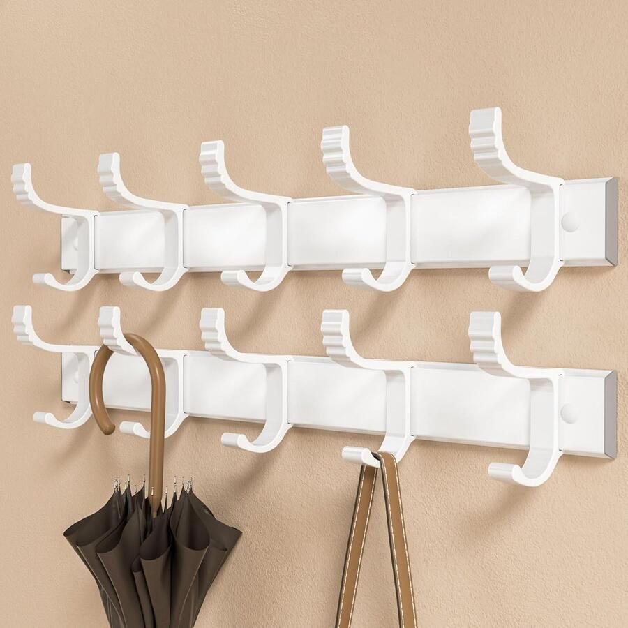 Allecto Premium Kapstokhaken voor zware kledingopslag aan muur Set van 2 wit