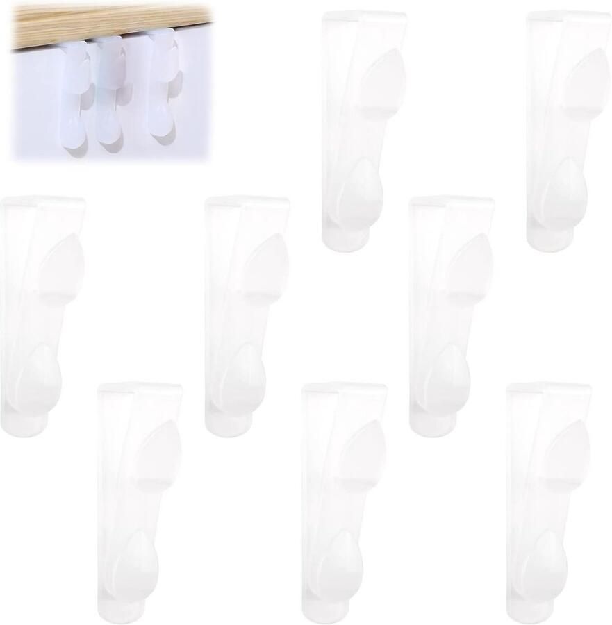 Allecto Premium Klemvormige haak 8 stuks voor kastdeur Multifunctioneel rek Vuilniszakken ophanghouder Handdoekhouder Kast ladekast Transparant ABS Organisatie in huis