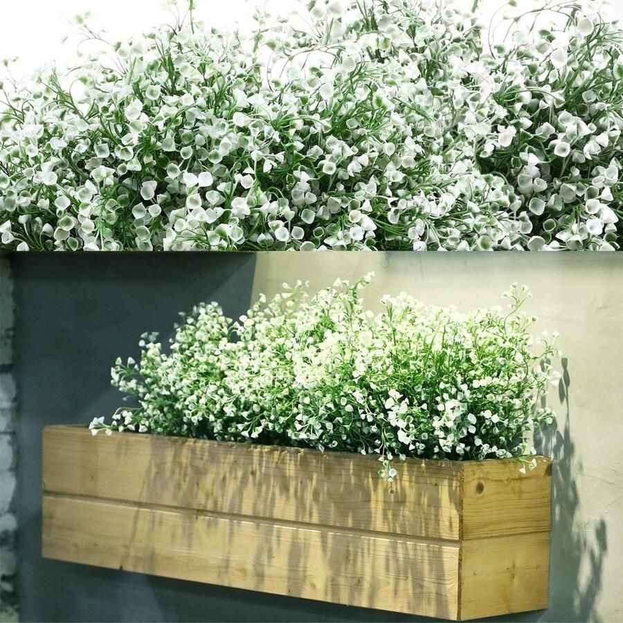 Allecto Premium Kunstmatige struiken bundels voor buiten decoratie Bloemstuk tafel middenstuk huis tuin Wit 12 stuks