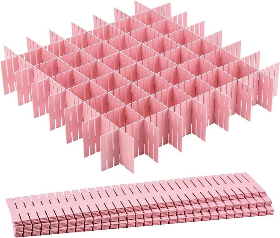 Allecto Premium Ladeverdeler in roze Verstelbaar 10 stuks Insteeksysteem Voor kast Ondergoed Sokken Bureau-organizer