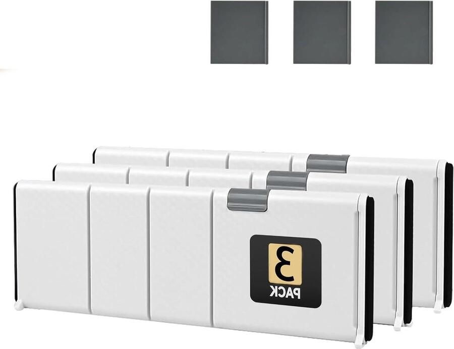 Allecto Premium Ladeverdelers voor Keukenlade Set van 3 Verstelbare Ladeverdelers Kunststof Wit Organisatie voor Keuken Kledingkast en Badkamer