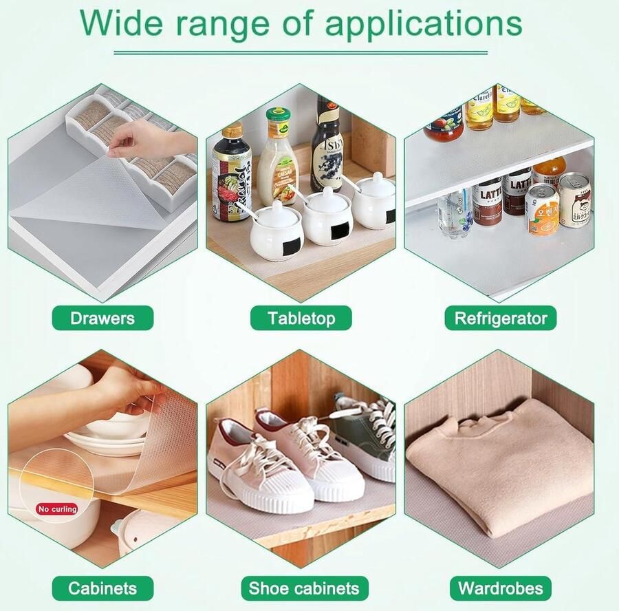 Allecto Premium Ladevoeringen en plankvoeringen voor keukenkasten Waterdicht en wasbaar Antislipmat met dubbelzijdige tape Transparant 30 x 500 cm