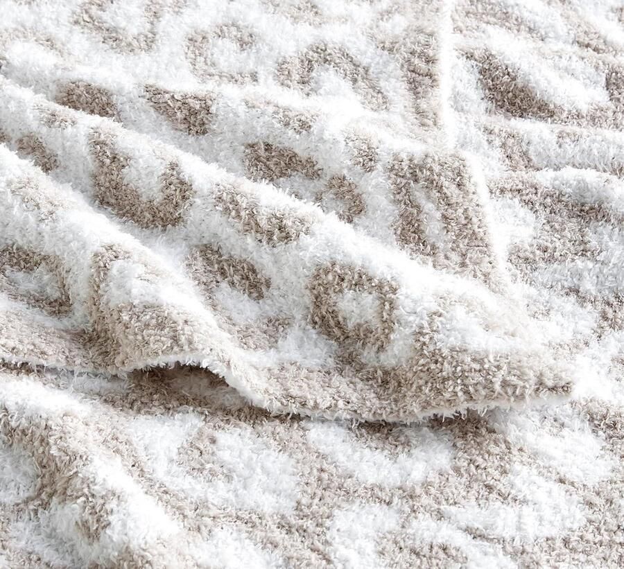 Allecto Premium Luxe omkeerbare microvezel deken voor bank en bed (127cm x 152cm) Zacht en pluche Luipaard beige patroon