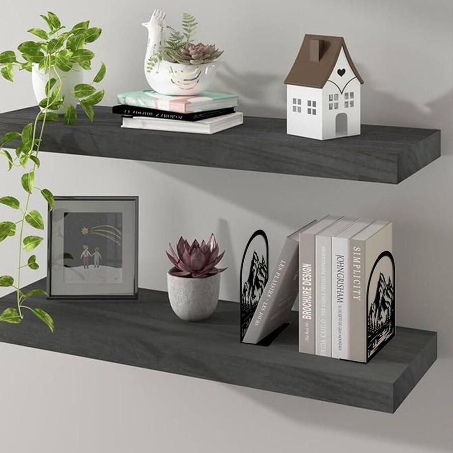 Allecto Premium Metalen Boekensteunen Zwart Design Decoratie Bureau Kantoor Bibliotheek