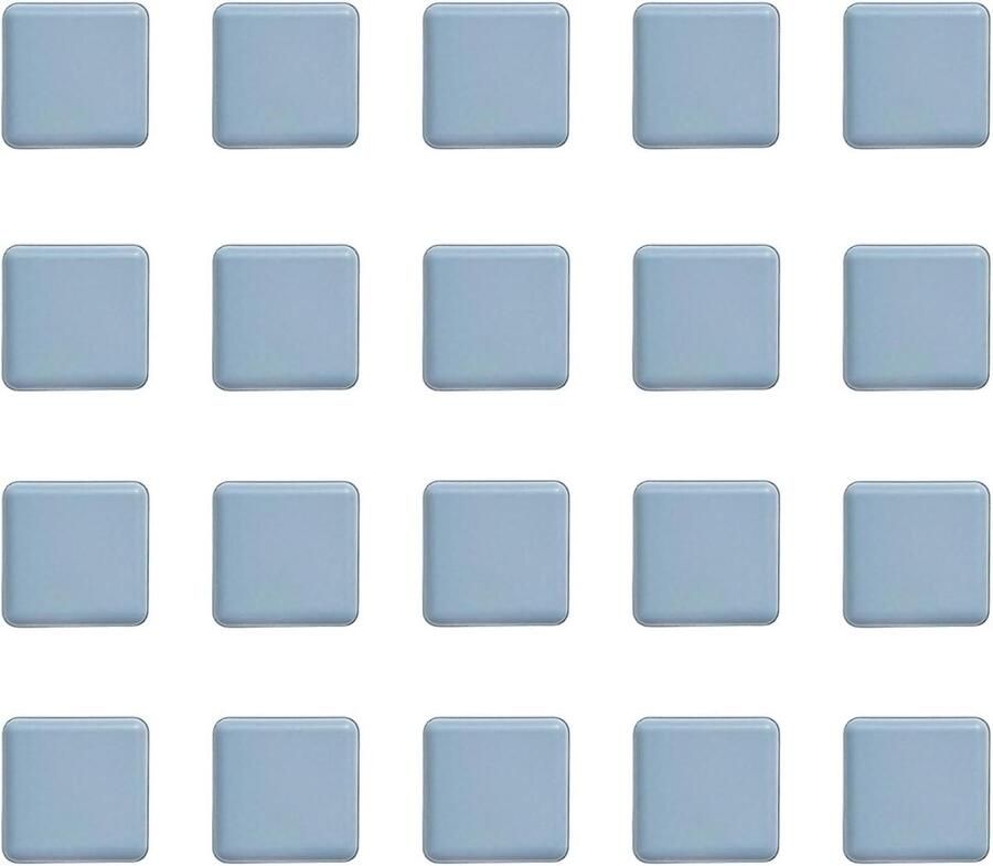 Allecto Premium Meubelglijders 20 x 20 mm 20 stuks Zelfklevende PTFE Vierkante meubelpoten Rubberen voetjes Vloerbescherming Tegels Zware meubels