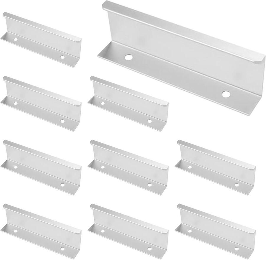 Allecto Premium Moderne Aluminium Verborgen Meubelhandvatten 4 Stuks incl. Schroeven Zilverkleurig Voor Keukenkast Garderobe Lades