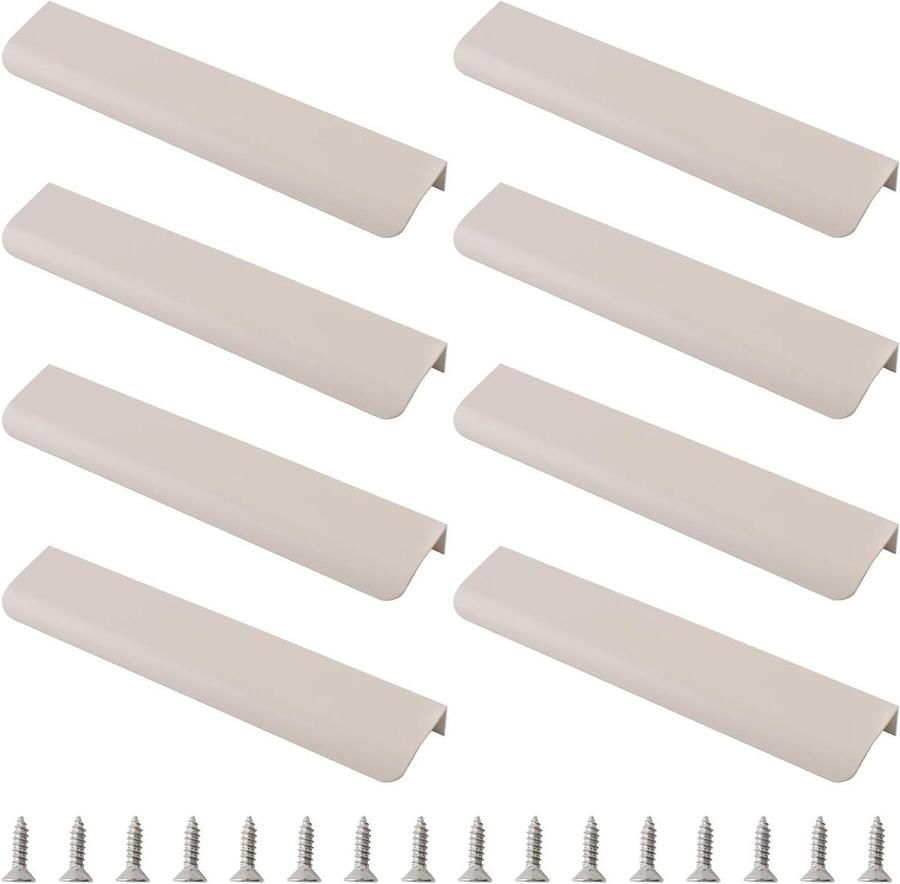 Allecto Premium Vingerrand trekken lade handvat 8 stuks met verborgen handvat in moderne stijl aluminiumlegering kledingkast handvat kasjmier grijs 200 mm