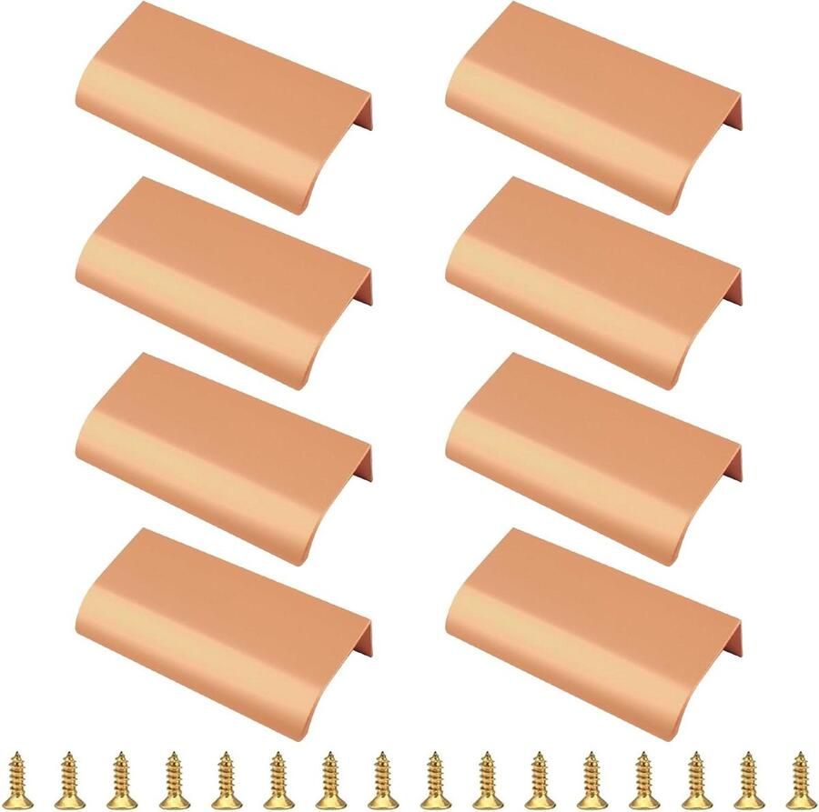 Allecto Premium Moderne Stijl Vingerrand Pull Meubels 8-Pack Keuken Lade Handgrepen Knoppen 80mm Goud
