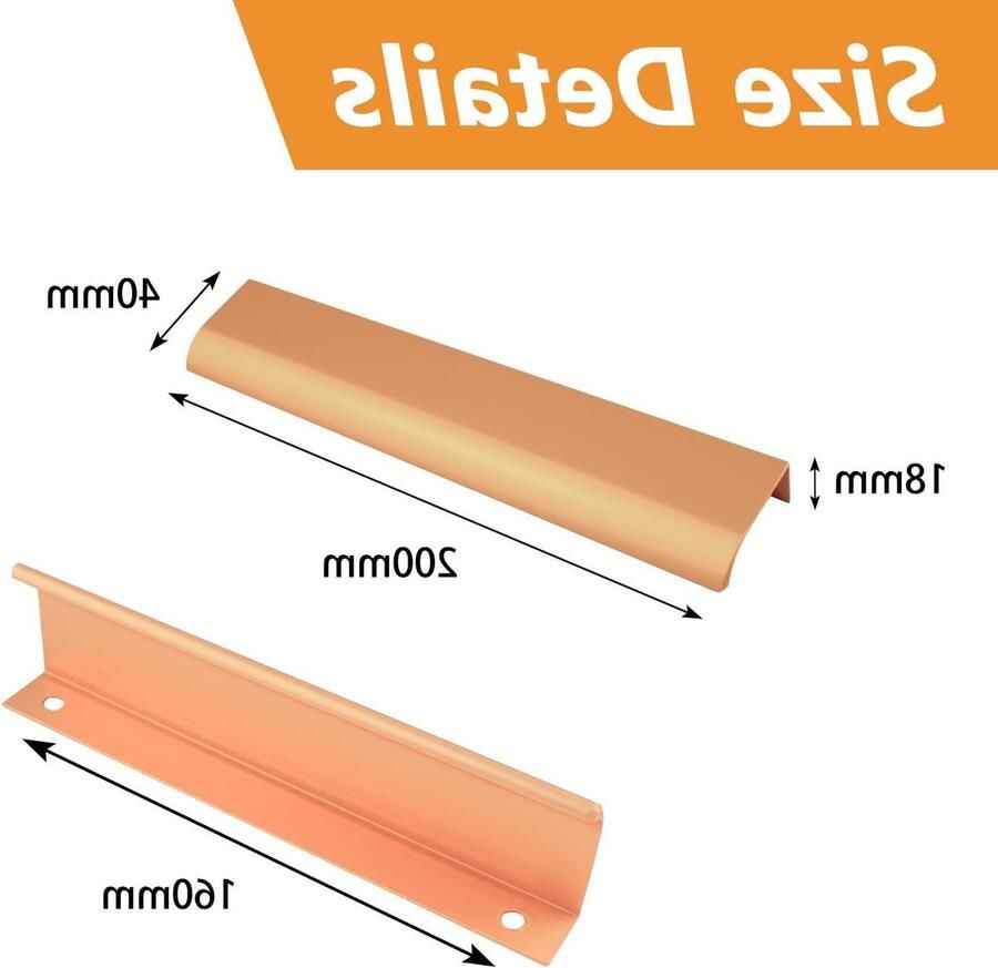 Allecto Premium Moderne Stijl Vingerrand Pull Meubels 8-Pack Lade Handgrepen Keuken Goud 200mm