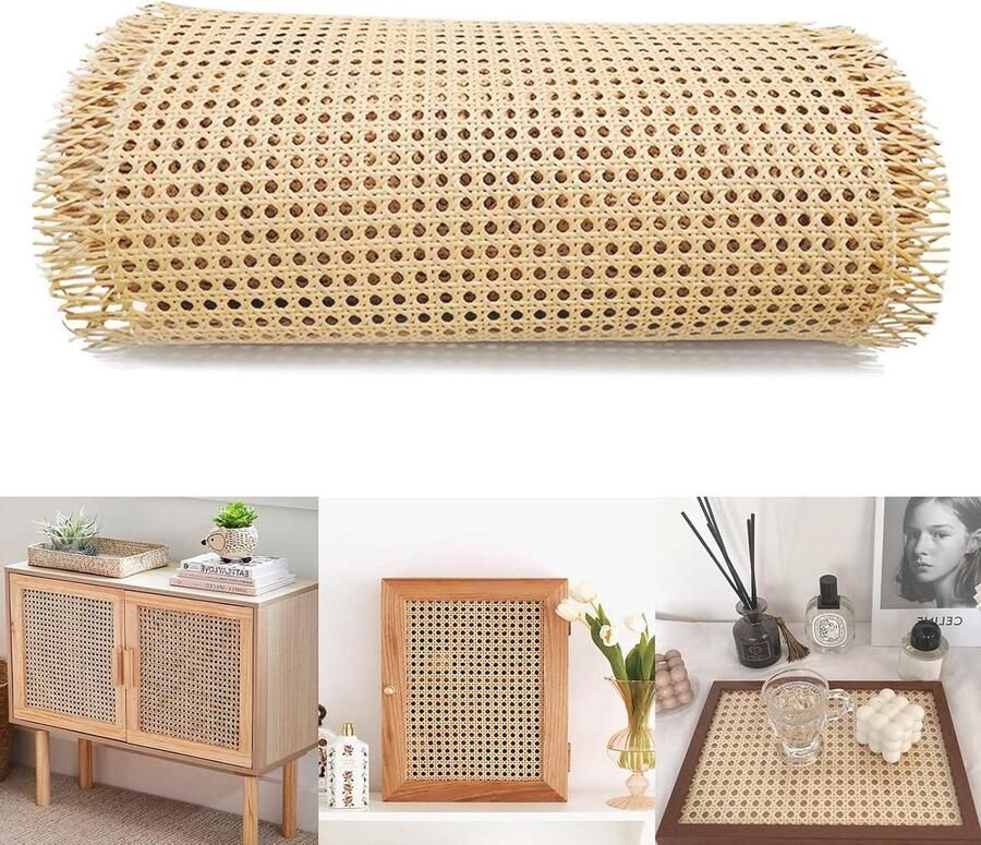 Allecto Premium Natuurlijk Rotan Gevlochten Webbing 40 x 100 cm voor Kasten en Meubels Honingraatvlechtwerk voor Doe-het-zelvers