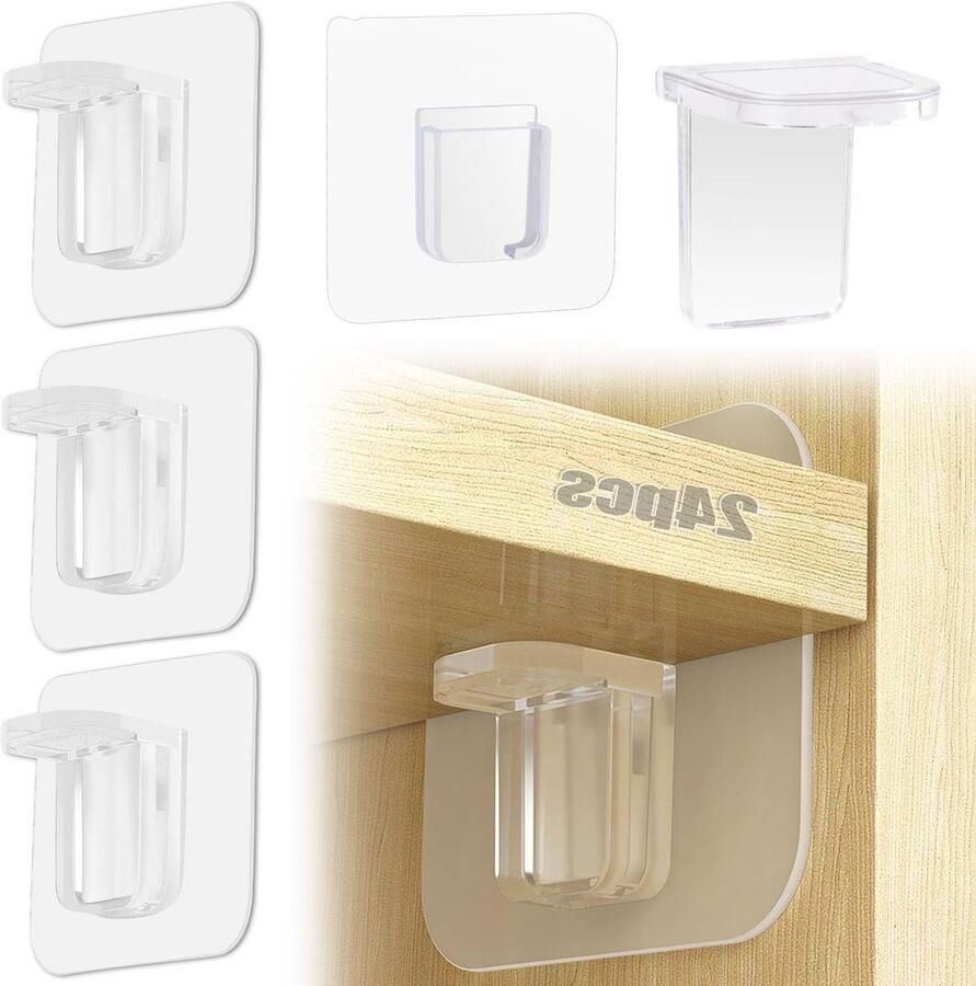 Allecto Premium Onzichtbare Zelfklevende Wandplankhouder voor Planken Makkelijke Installatie zonder Boren Geschikt voor Kledingkasten en Meubels