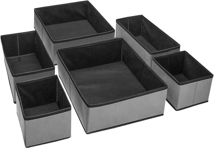 Allecto Premium Opbergdoos voor Ondergoed en Kleding Incl. Lade-organizers Grijs Opvouwbare Kledingkast met Divider Cubes Containers voor bh's Sokken Sjaals en Stropdassen