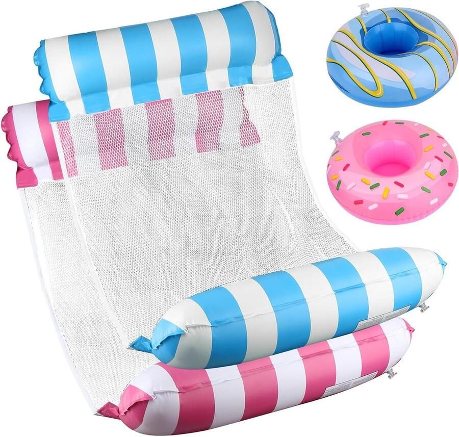 Allecto Premium Opblaasbare Waterhangmat voor Zwembad Lichtgewicht Drijvende Matras Draagbare Zwembadstoel voor Zwembad Meer en Strand