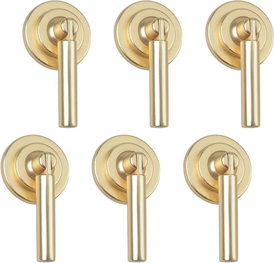 Allecto Premium Pack van 6 stuks massief geborstelde handgrepen en knoppen voor kasten Inclusief bevestigingsschroeven Decoratief meubelbeslag met lange cilindervormige hanger