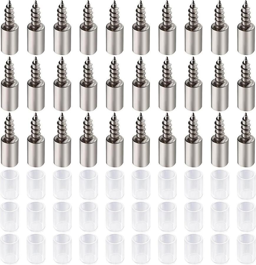 Allecto Premium Planksteunpennen 30 Stuks Ø7.5mm Zelftappende Plankdragers Antisliphuls->{$3 zoekwoorden} Kast Garderobekast Transparant