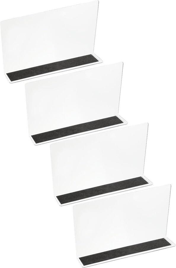 Allecto Premium Plankverdelers 4-pack voor kastorganisatie Acryl magnetische kasten separator Keukenkast planken Onder bed Blokker Slaapkamer keuken kantoor Helder 79 x 16 x 48