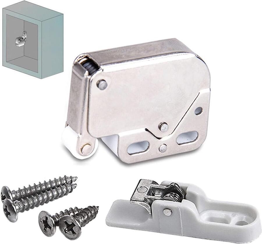 Allecto Premium Push to Open Mini Klink voor Keukenkast Set van 15 Stuks met Automatische Lente Voor Kasten en Kledingkasten