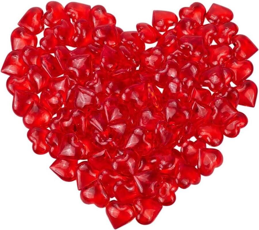 Allecto Premium Rode Hart Hars Decoratie Valentijn Vaas Vuller Tafel Decoratie voor Bruiloft en Valentijnsdag 120 Stuks