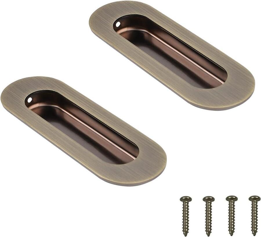 Allecto Premium Roestvrij stalen ovale kabinettrek 2 stuks voor lade en kledingkast verzonken vinger trekt met verborgen schroeven