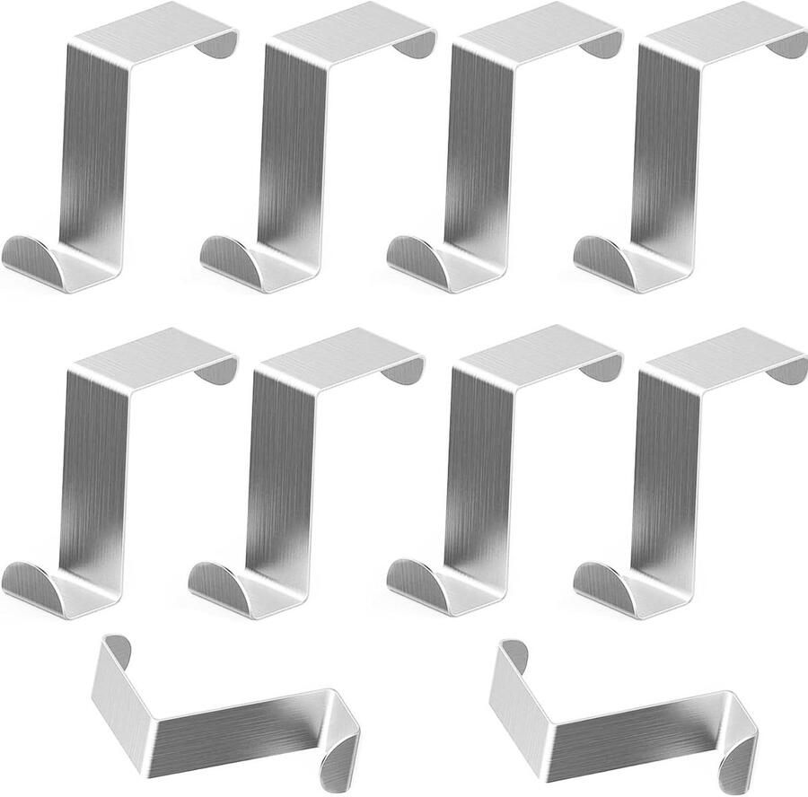 Allecto Premium Roestvrijstalen Deurhaken Zonder Boren 10 Stuks Badkamerhaken Keukenkast Kamerdeur Zilver 45mm