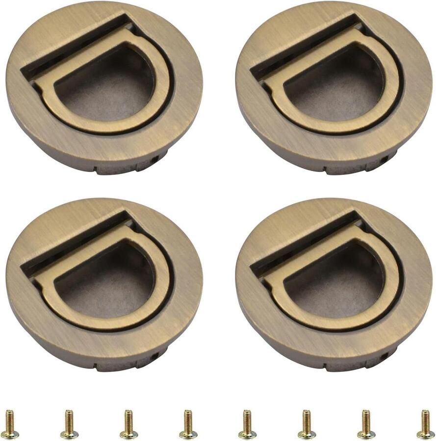 Allecto Premium Ronde handgrepen 4 stuks voor meubels Tatami verborgen handgrepen Bronskleurig met schroeven Kastdeur en lade handvat