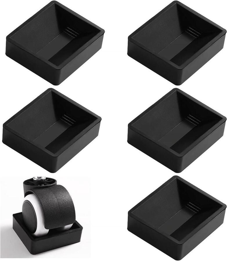 Allecto Premium Rubberen Meubelonderzetters 5 Stuks 5x5.8 cm Zwart Voetbeschermers Vloerbeschermers Antislip Pad