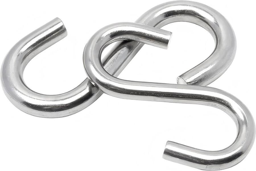 Allecto Premium S-haken Roestvrij Staal 15 stuks M4 Heavy Duty Haken voor Gereedschap Keukengerei Mantel Badkamer en Kantoor Garderobe Haken