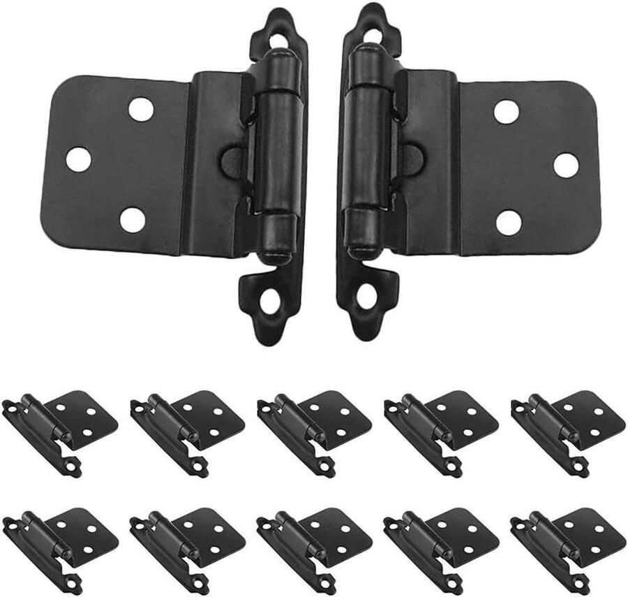 Allecto Premium Set van 10 Metalen Semi-Verborgen Deurkastscharnieren Zelfsluitend en Flush Design Inclusief Montagegereedschap