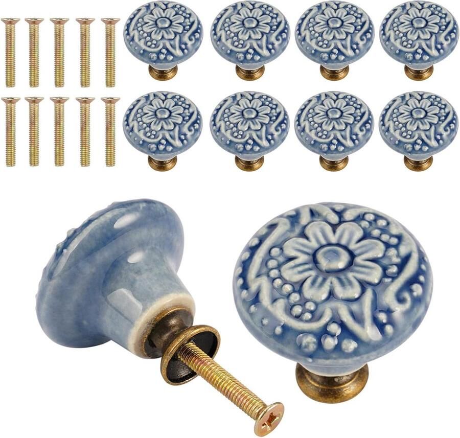 Allecto Premium Set van 10 ronde meubelknoppen 34 mm Vintage design voor laden en kasten