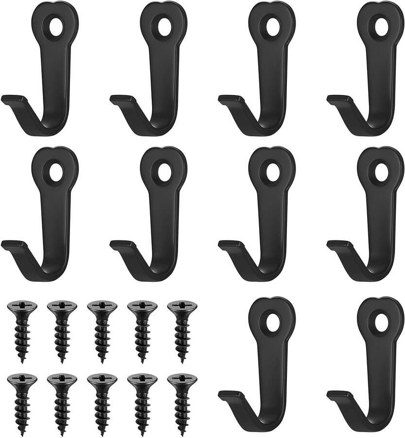 Allecto Premium Set van 10 zwarte kapstokhaken voor muurmontage Rustieke vintage metalen wandhaken met decoratief hart Handdoekhaken voor jassen en kleding Sjaaltas sleutelhoed Stijlvolle opbergoplossing Duurzaam en praktisch