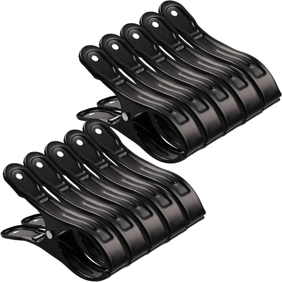 Allecto Premium Set van 10 zwarte kledingclips voor een opgeruimde kast