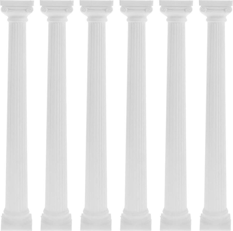 Allecto Premium Set van 6 decoratieve zuilen voor planten Grieks Romeinse stijl Wit plastic Huisdecoratie Kolom standaard Bureau accessoire