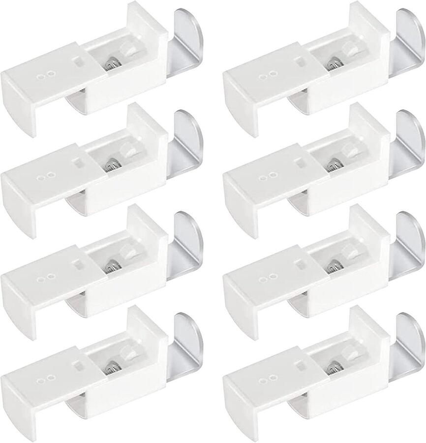 Allecto Premium Set van 8 Clamping Brackets voor Plisségordijnen Wit Reserveonderdelen en Steunen