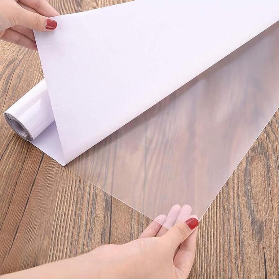 Allecto Premium Transparante zelfklevende plakfolie 90 cm × 600 cm voor tafel en boeken Hittebestendig en hoogglans