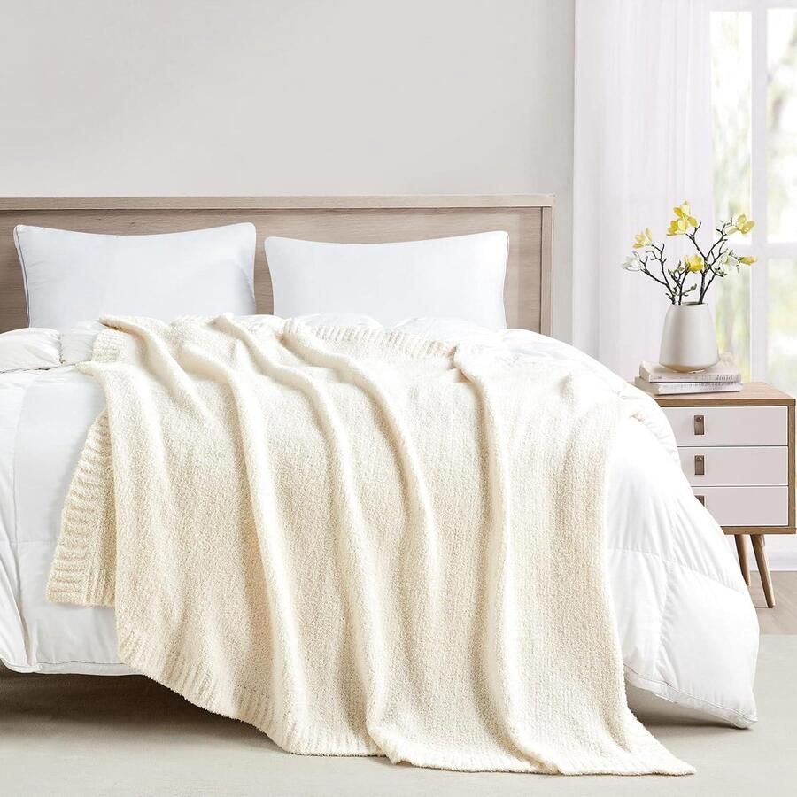 Allecto Premium Ultra zachte omkeerbare deken voor bank en bed (beige 127 cm x 152 cm) Luxe comfort
