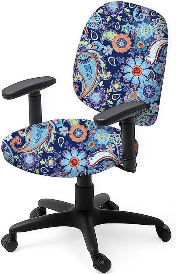 Allecto Premium Universele bureaustoel hoes polyester 2 stuks mandala print rekbare stoelhoezen