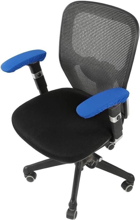 Allecto Premium Universele bureaustoelhoes met afneembare rekbare hoezen en armleuningbeschermers in het blauw