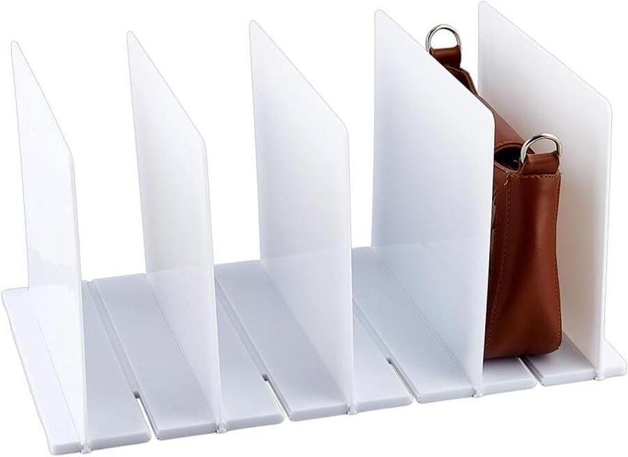 Allecto Premium Verstelbare Handtasorganizer voor Kledingkast Wit Plankverdeler Handtas Opbergrek 4 Lagen 24 x 40 8 x 20 5 cm