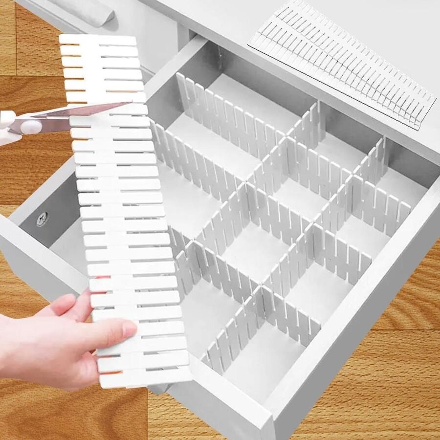 Allecto Premium Verstelbare ladeverdeler 16 stuks voor kantoor slaapkamer en keuken Doe-het-zelf organisatie Wit