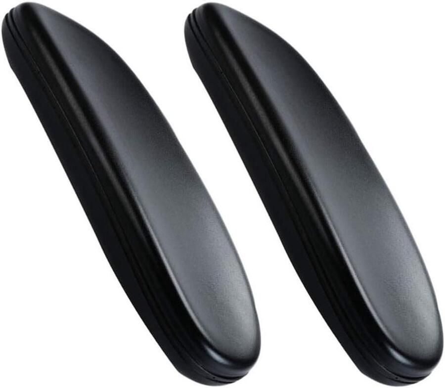 Allecto Premium Vervanging bureaustoel armleuning met PU lederen gewatteerde armleuning elleboogkussen voor universele stoel Set van 2 stuks Zwart