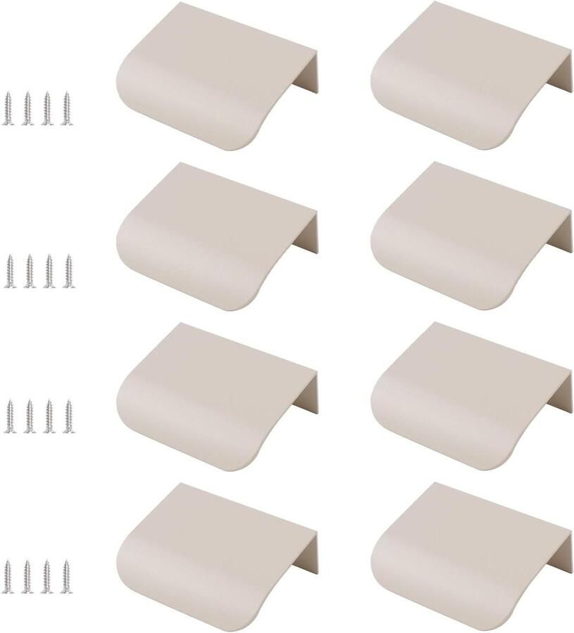 Allecto Premium Vinger Rand Pull 8 stuks Aluminiumlegering Onzichtbaar Handvat Garderobe & Kabinet Hardware 50 mm Kasjmier Grijs