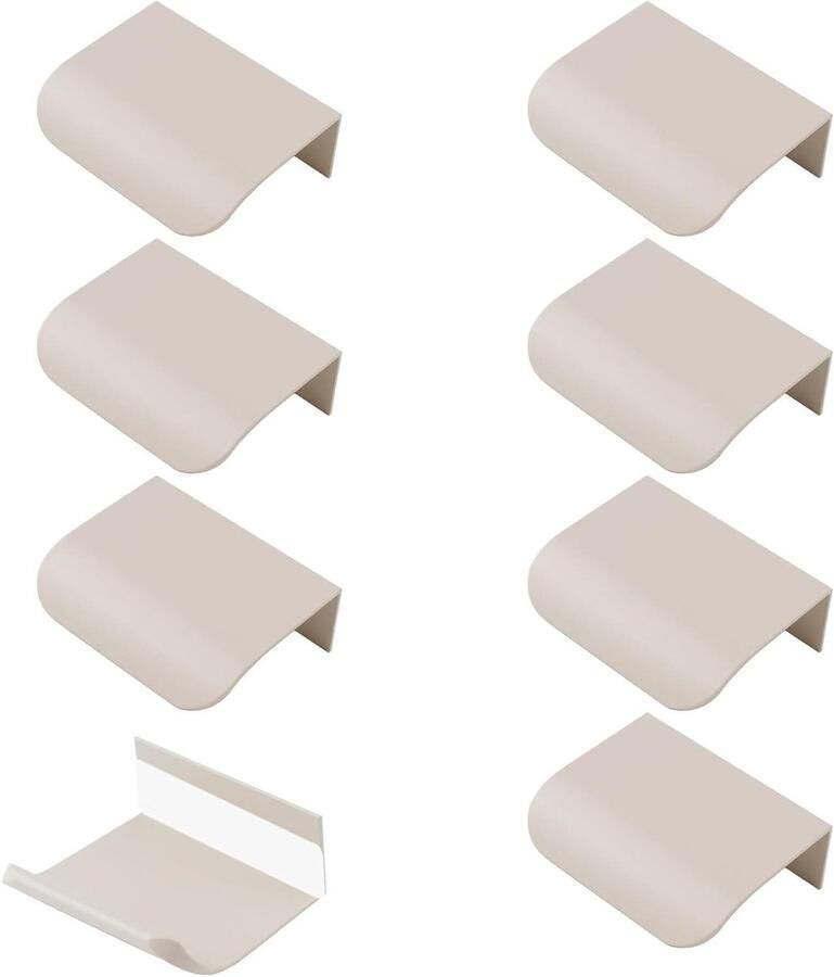 Allecto Premium Vingerrand Trekken 8 stuks Verborgen Handvat Aluminium Legering 50mm Grijs Meubelgrepen Kastlade Trekt met Zelfstick