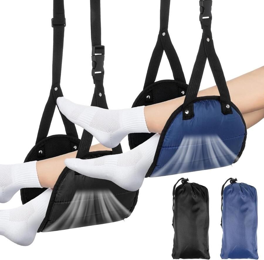 Allecto Premium Voetsteun vliegtuig verstelbare lengte draagbaar reizen comfort voetsteun onder bureau voeten sling