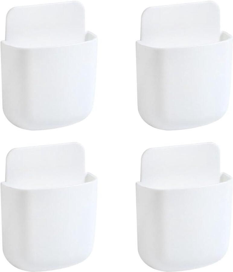 Allecto Premium Wandmontage opbergdoos voor afstandsbedieningen en telefoon Set van 4 Wit