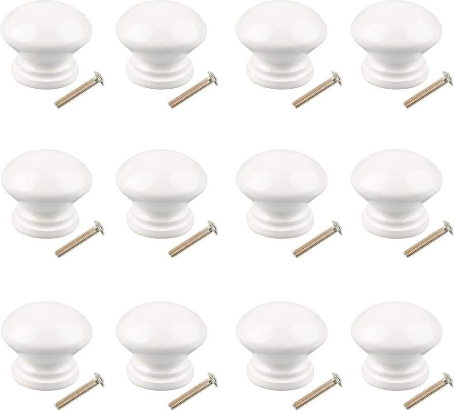 Allecto Premium Witte Houten Ronde Knoppen Lade Met Schroeven Keukenkastknoppen en Handgrepen Meubelkast Kast Dressoir Trekhandgrepen